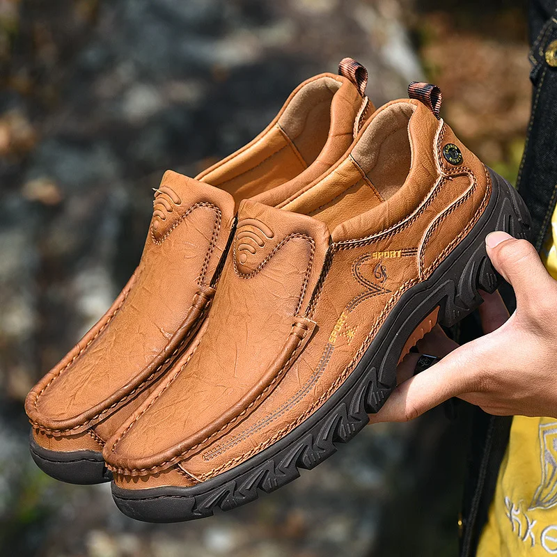 

2021 Genuine Leather Shoes Men Loafers Soft Cow Leather Men Casual Shoes 2020 New Male Footwear Black Brown Slip-on Size 38-48