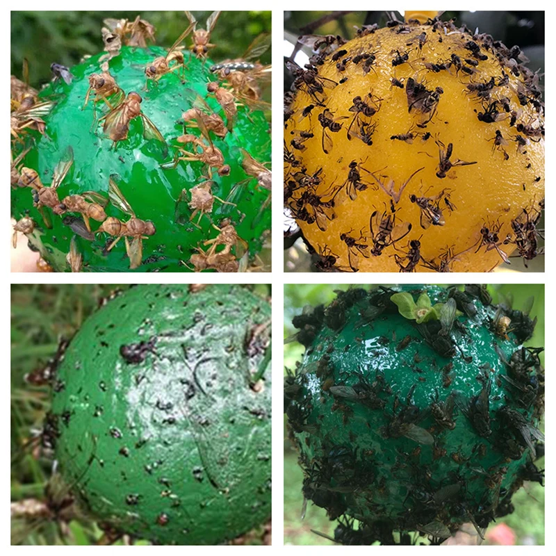 Липкая шаровая ловушка желто-зеленая для мух уничтожения больших фруктов дыни