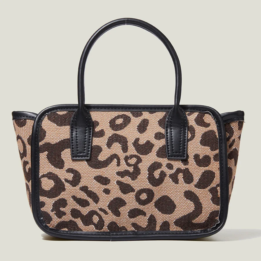 

Casual Leopard Canvas Small Tote Bag Vintage Women Handbags Pu Leathe Patchwork Shoulder Crossbody Bag Female Shopper Purse 2021