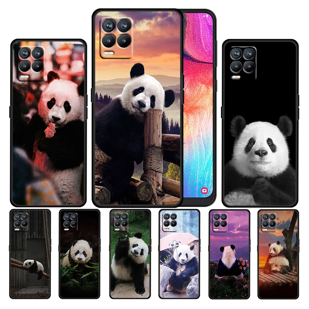 

Panda Cute Kawaii Animal For OPPO Realme Narzo 30 20 8 8i 7 6 5 3 2 Pro Global 5G Soft TPU Silicone Black Phone Case Cover