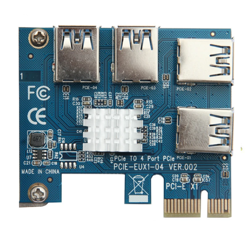 

PCI-E до 4 PCI-E адаптер 1 до 4 PCI-Express слот 1x до 16x USB 3,0 карта расширения для майнинга PCIe преобразователь для майнинга BTC