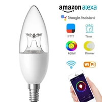 smart wifi bulb led lamp e14e27 smart home dimming rgb alexa google ifttt smart speaker voice control 6w led decorative lights