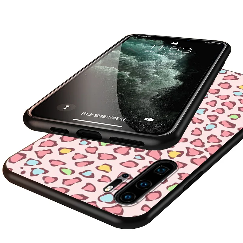 

Gold Folie Bling Leopard print Black Cover For Huawei P40 P30 P20 P10 P9 P8 Lite E 5G 2017 2019 Pro Plus Phone Case