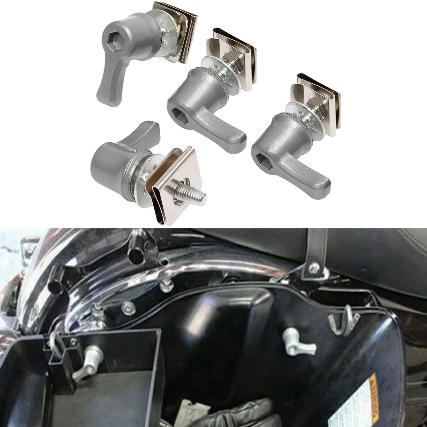 

Комплект фиксирующих болтов и гаек для седельной сумки мотоцикла, Монтажный набор для Harley Electra Glide Fat Bob Dyna Street Bob FXDB 2001 - 2016 гг.