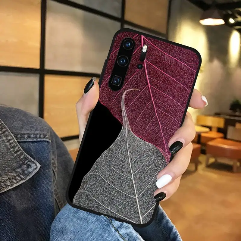 

Transparent leaf blue art Phone Case Funda For Huawei P9 P10 P20 P30 Lite 2016 2017 2019 plus pro P smart