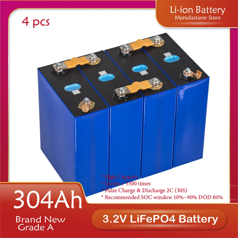 

304Ah 320Ah Lifepo4 Battery 4/8/16pcs 3.2V New 12V 24V 36V 48V Grade A DIY Rechargeable Battery Pack EU US Tax Free with Busbars