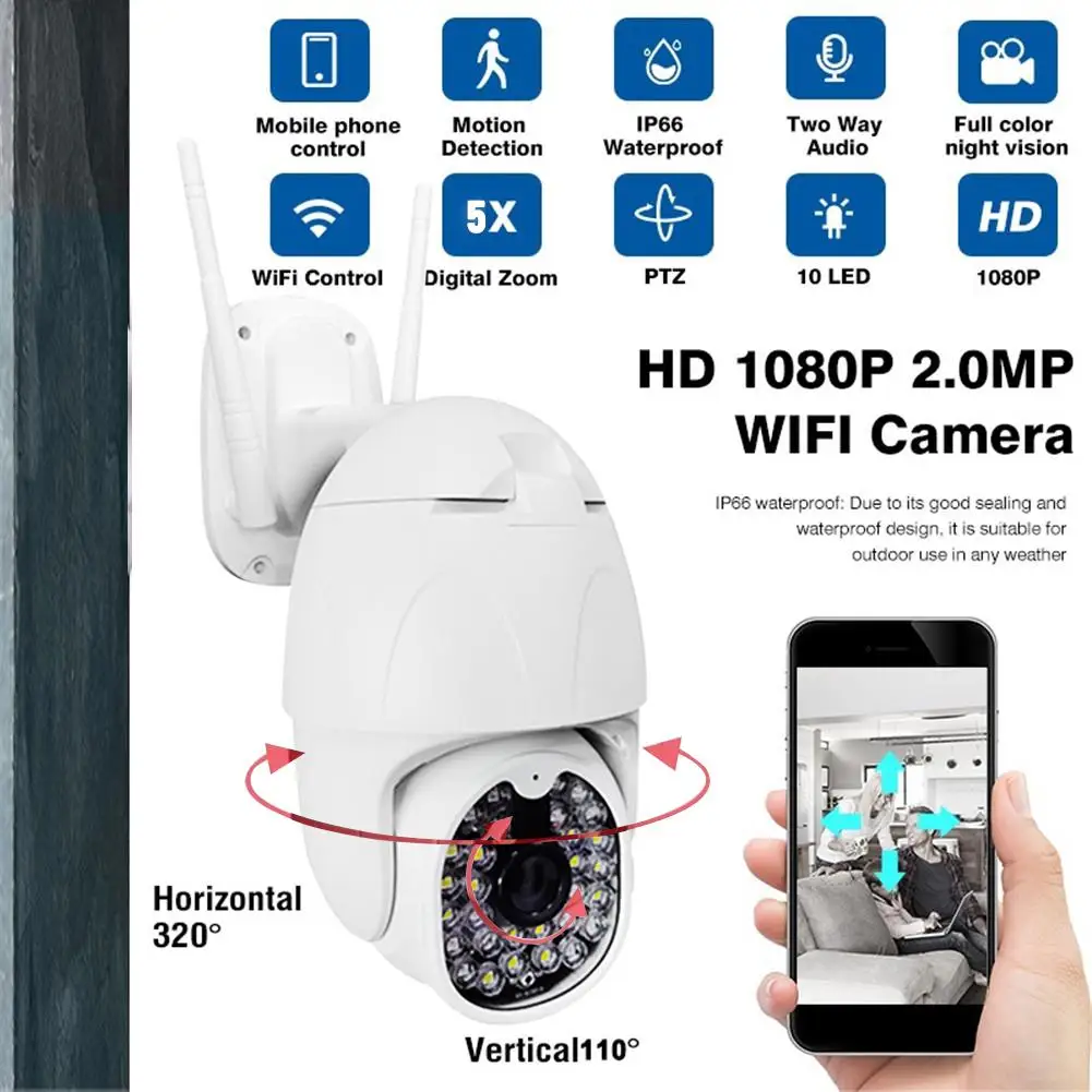 

1080P PTZ IP Camera Wifi Outdoor Medium Speed Dome Wireless Home Security Surveillance Waterproof CCTV Network Wifi Camera