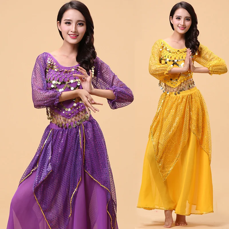 Женский костюм для танца живота комплект из двух предметов: футболка и юбка |