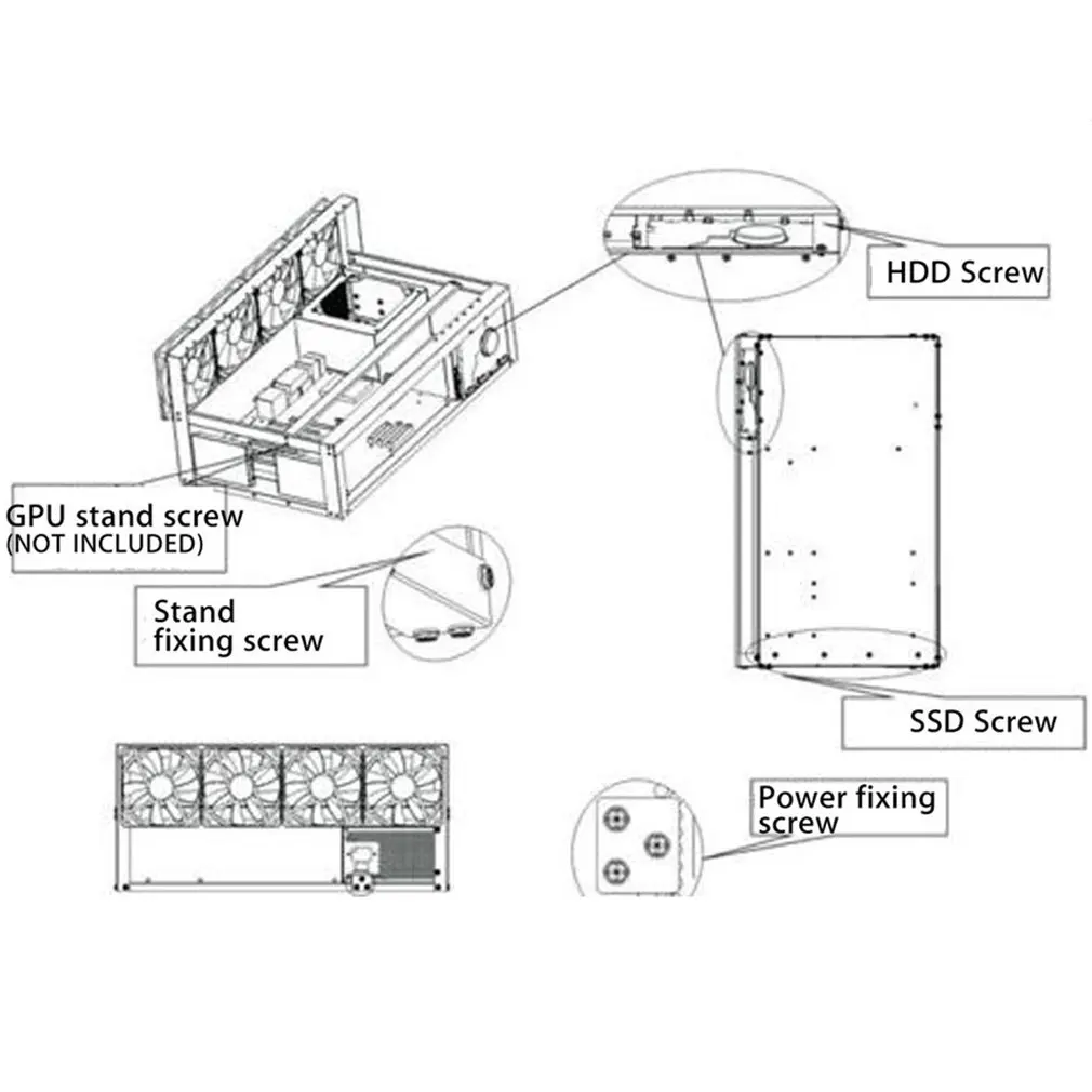 

Graphics Card Bracket Support 6-8 GPUs SECC Rack Type Easy Operation ATX Motherboard Mine Rack Graphics Card Bracket