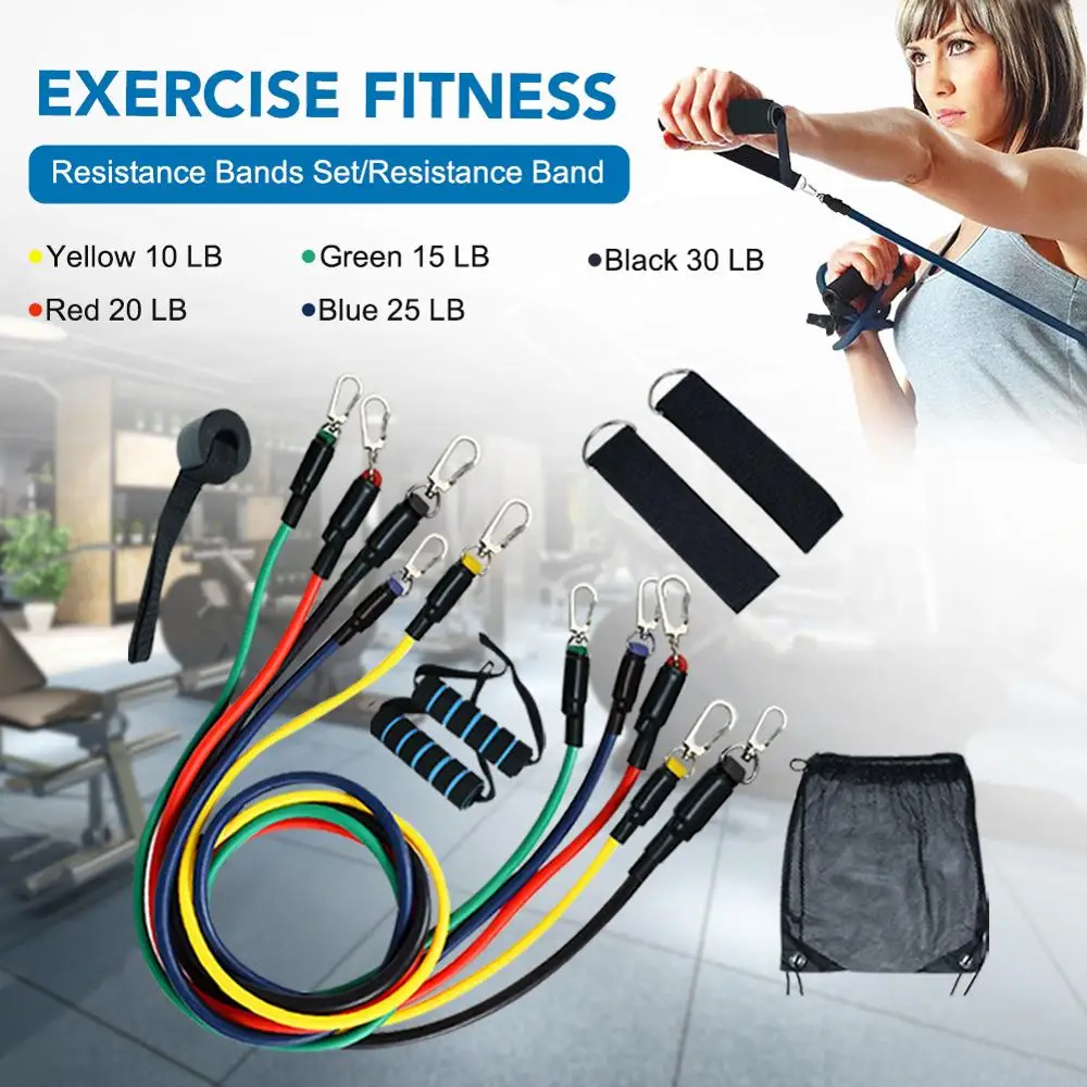 

11pcs/set Pull Rope Fitness Exercises Resistance Bands Latex Tubes Pedal Excerciser Body Training Workout Yoga 45P