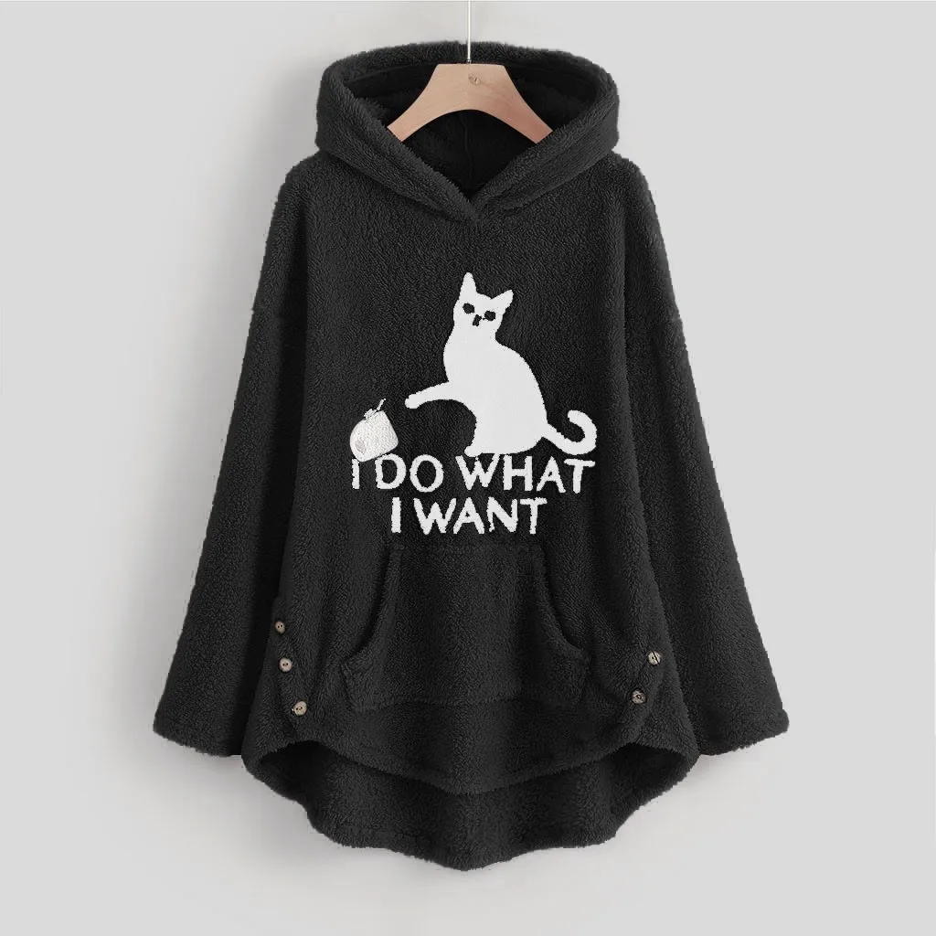 Худи с кошачьими ушами большого размера Женская толстовка капюшоном в стиле