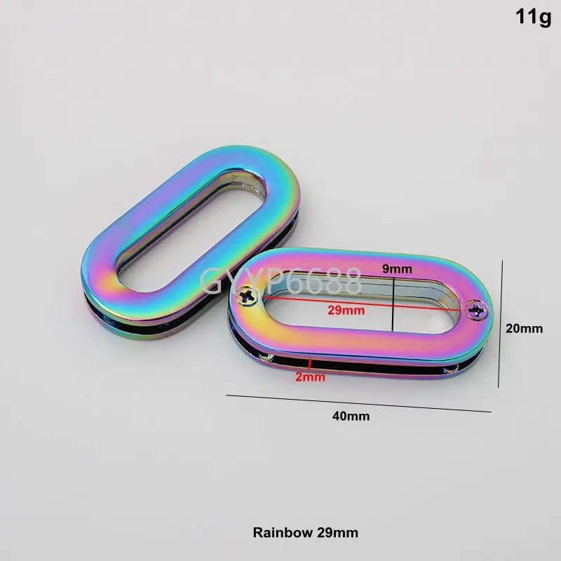 10-30-100pcs 8 colors 40*20mm 29mm inner rainbow oval shape eyelets for woman shoulderbag chain bag metal accessories