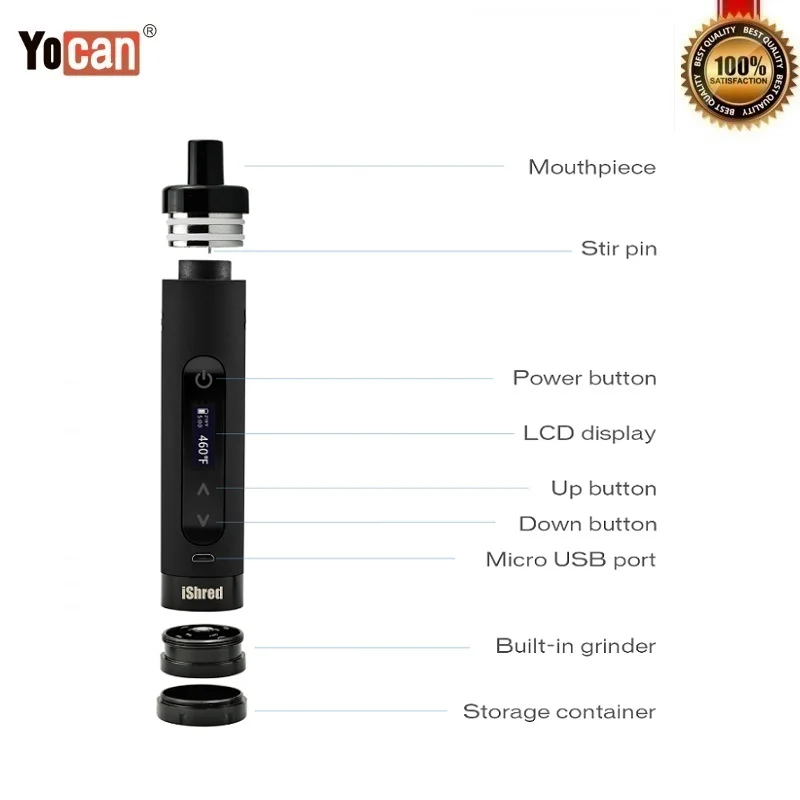 Оригинальный Yocan IShred сухой травы стартовый набор с 2600 мАч батарея керамический