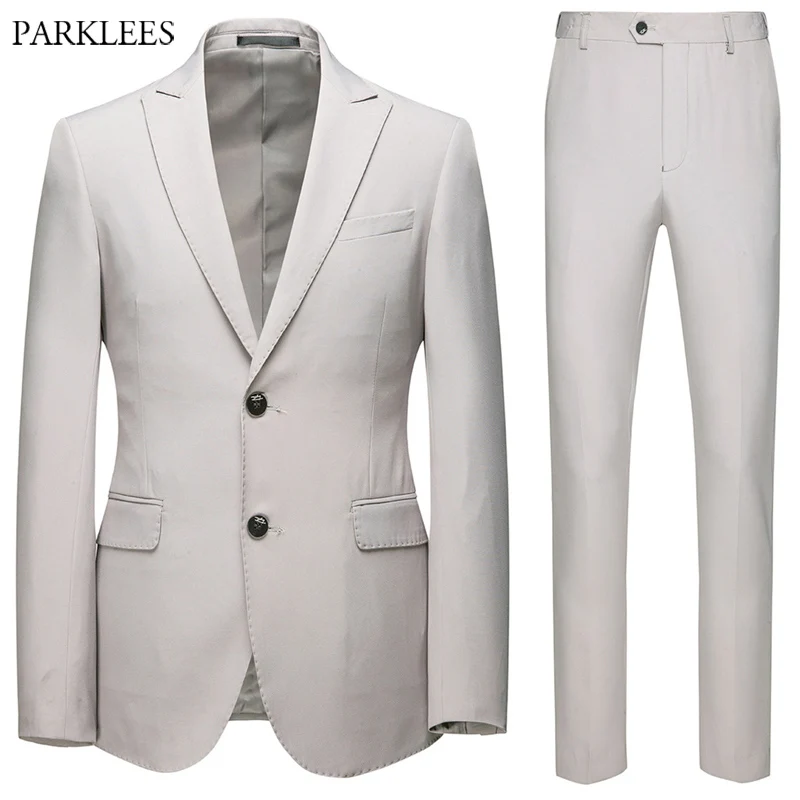 

Mens Luxury 2 Piece SuitJacket+Pants2019 Fashion Party Wedding Suits For Men 2 Button Slim Fit Tuxedo Suit Terno Masculino