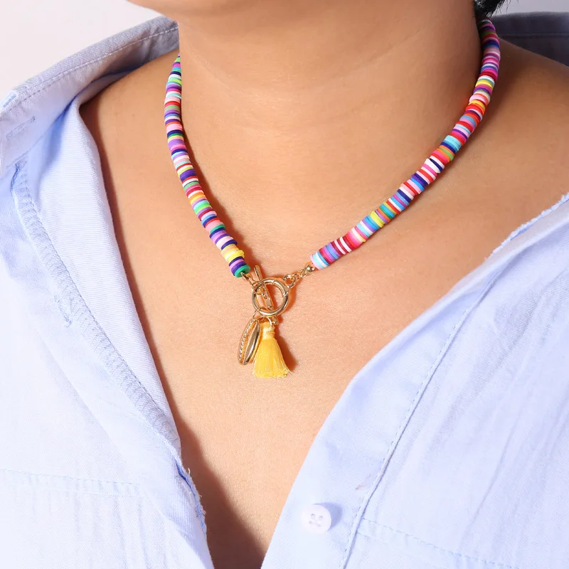 

Bohemian Choker Necklace Women Colorful Tassel Charm Shell Necklace Lovely Clavicle Chain Party Friendship Gift Jewelry