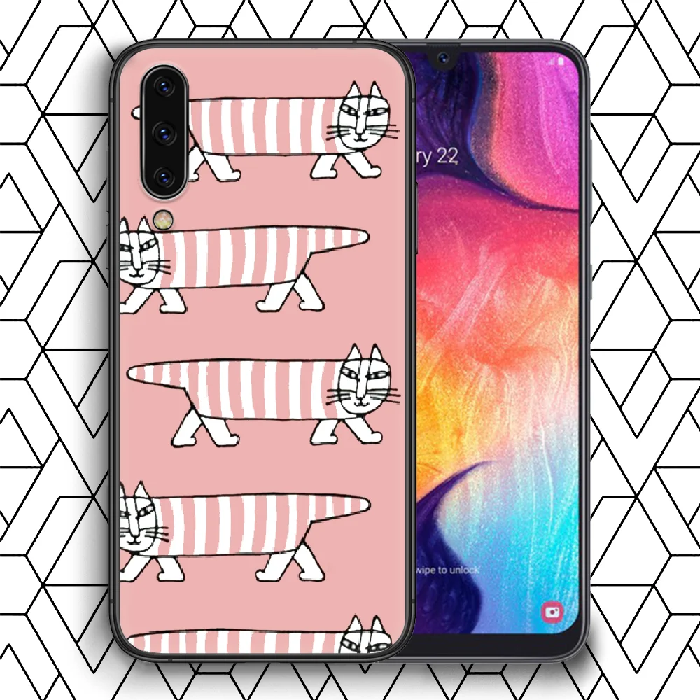 

Lisas Larson Cute Cat Phone Case Cover For Samsung Galaxy A 8 10 11 20E 21 30 40 50 51 70 71 81 S black Shell Silicone Funda