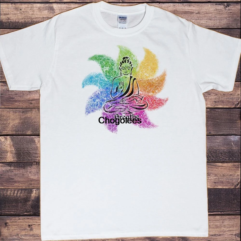 Мужская футболка Будда медитация Йога цветочный принт TS1137