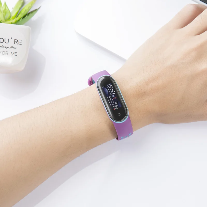Silicone belt watchband For Xiaomi Mi Band 5 / 6 smartwatch strap Sport Double color Bracelet Replacement TPU Fashion wristband