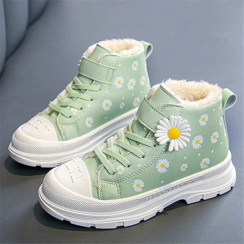 Fashion Girls Boots for Kids Sneakers Soft Bottom Non-slip Little Girl Booties Flower Design Running Shoes Children Sports Shoes