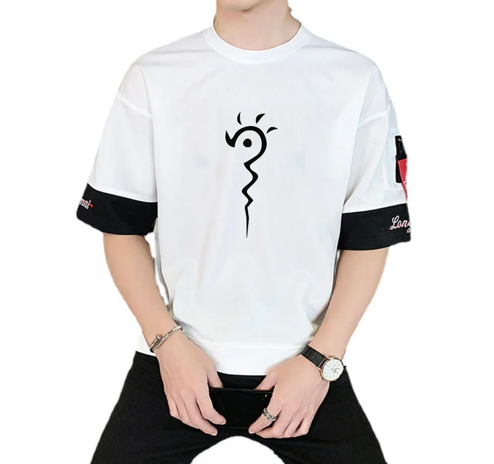 

Футболка унисекс в стиле аниме Харадзюку, уличная одежда с принтом манга, Повседневная футболка с коротким рукавом для подростков