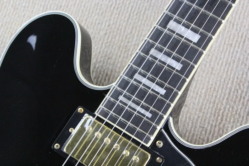 

free shipping Top quality New Arrival F hollow body jazz Guitar,Black color Electric Guitar,semi hollow body jazz guitar 01 335