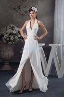 free shipping 2018 design new arrival custom sizecolor vestido de noiva halter white gown luxury real photo bridesmaid dress