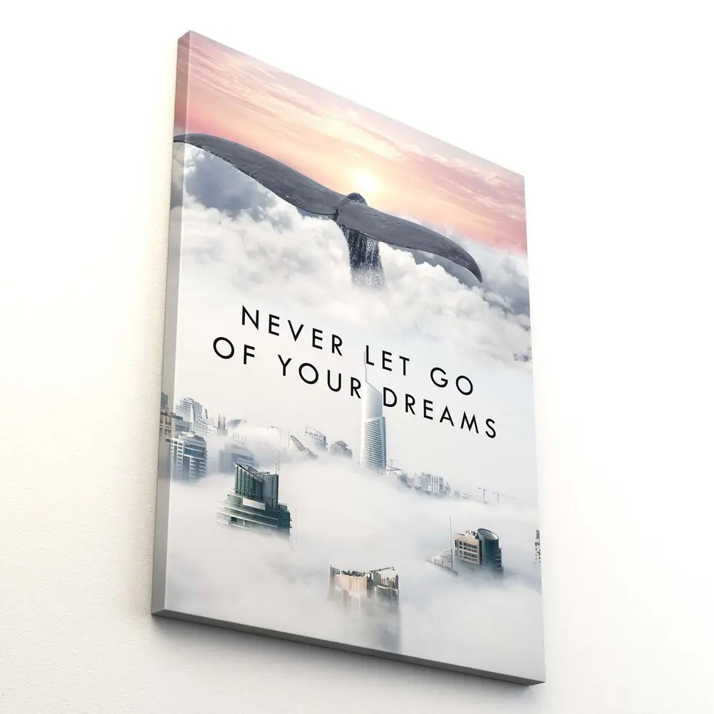 Картина Кит Над Городом на холсте с подрамником / Российской производство