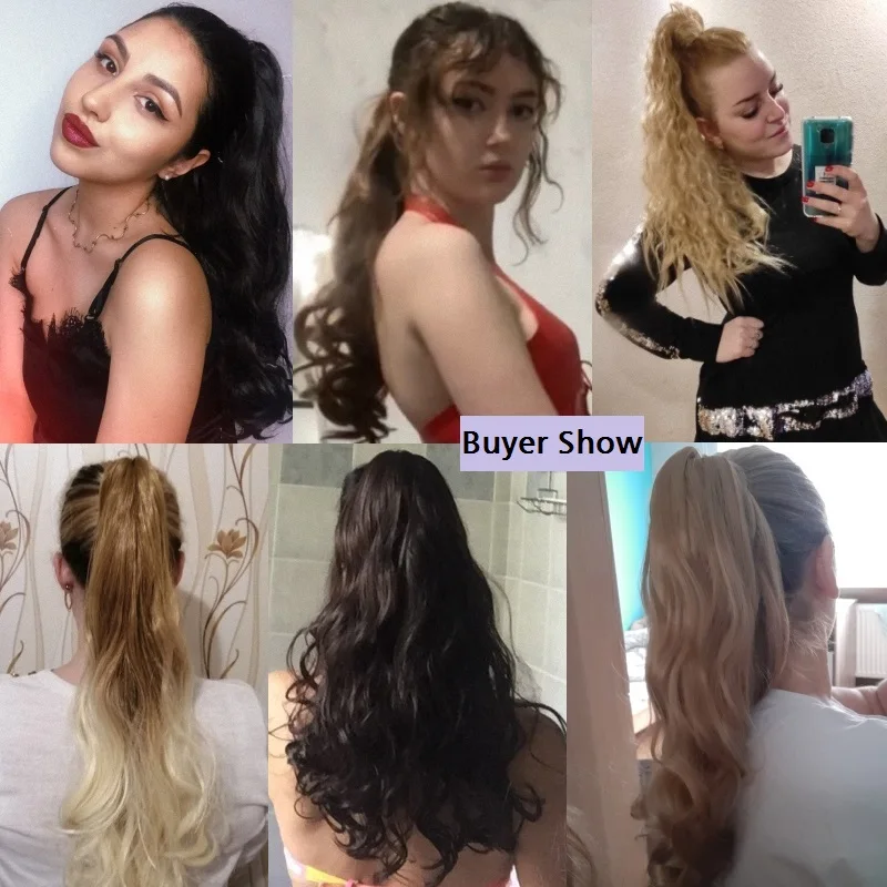 

Claw Ponytail Extensions Hair Piece Corn Wave Synthetic Hairpiece Fake Pony Tail Heat Resistant Long Wavy Curly 22 Inch 6 Colors
