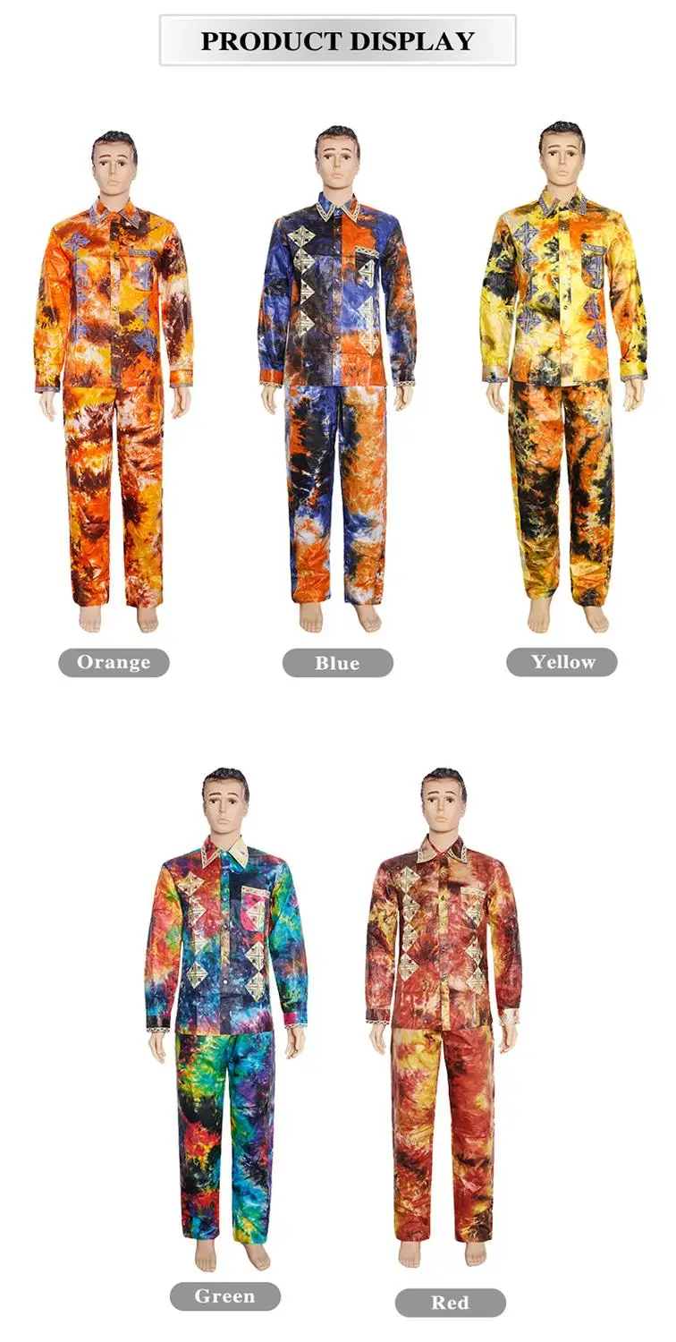 Африканская мужская одежда MD Топ с длинным рукавом брюки костюм традиционная