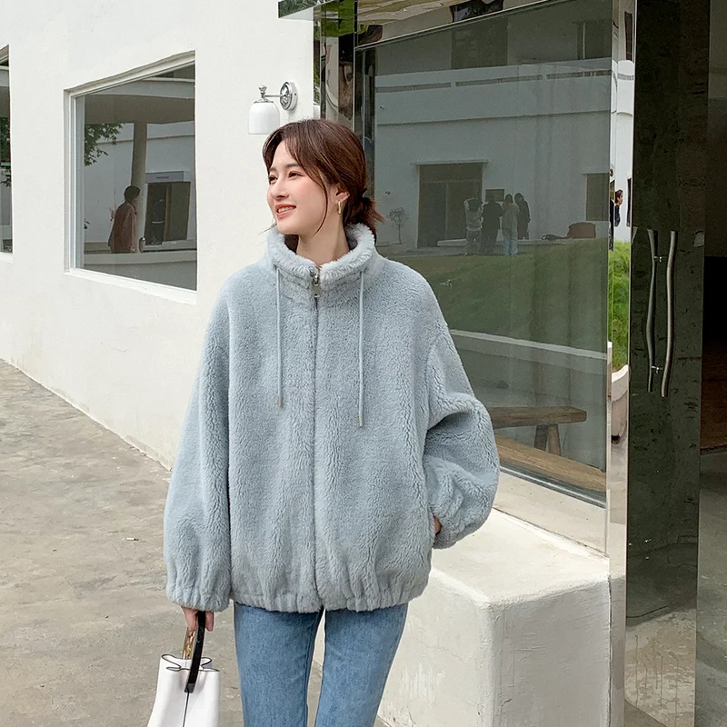 Женская куртка с воротником стойкой повседневная Толстая теплая шуба из