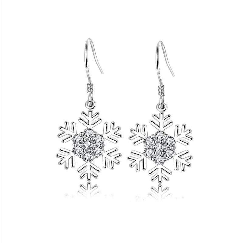 

Женские серьги в виде снежинок с изысканным кубическим цирконием, модные серебряные серьги из серебра 925 пробы для девочек, женские аксессу...