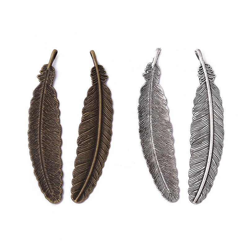 

6pcs Antique Silver Bronze Color Alloy Metal Charms Feather Pendants for Jewelry Making DIY Necklace Accessories