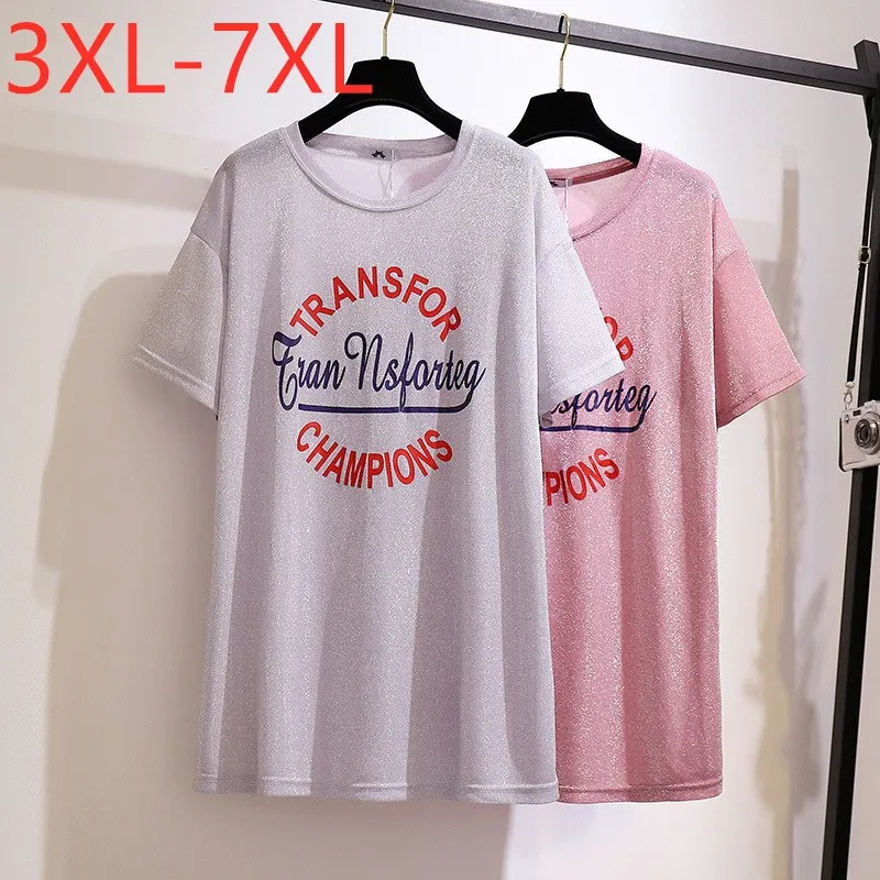 

Женская свободная футболка с коротким рукавом, размеры 3XL, 4XL, 5XL, 6XL, 7XL
