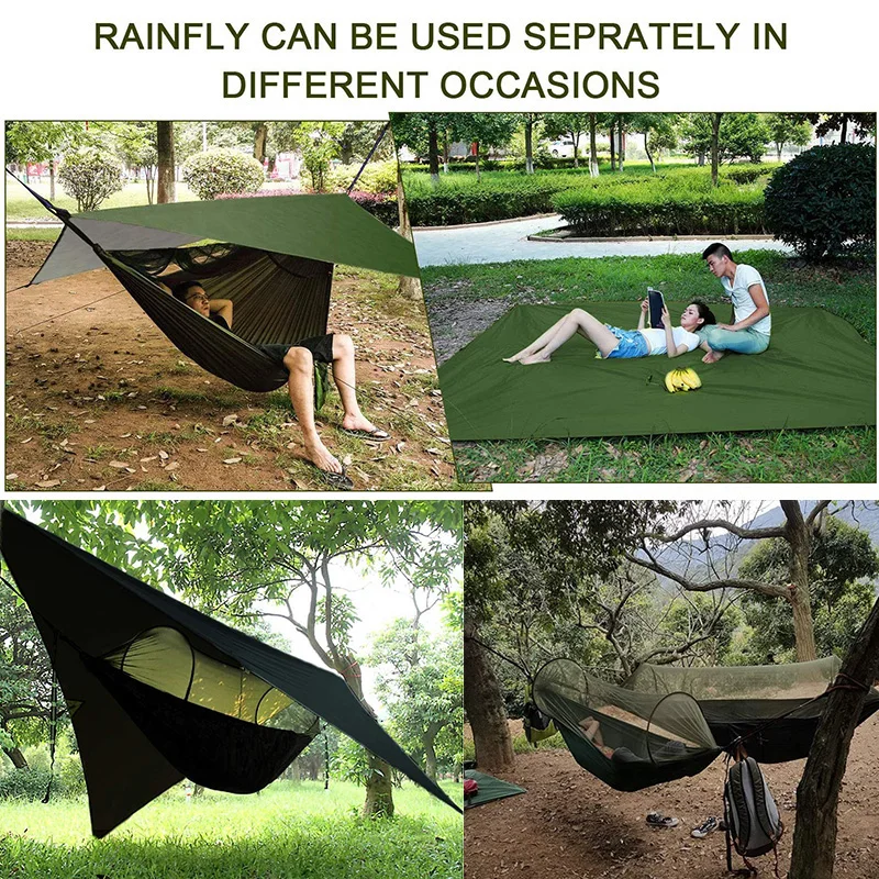 

Camping Hammock with Mosquito Net Rain Fly Tree Straps Perfect for Camping Lightweight Nylon Hammock Tent Tarp Set