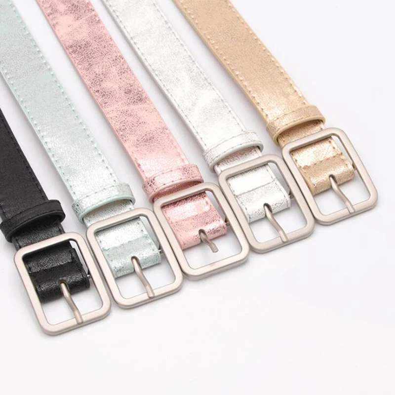 Women Leather Waist Belt for Summer Shining Belts Luxury Brand Korea Style Fashion Women's 2020 Black/pink Student's | Аксессуары