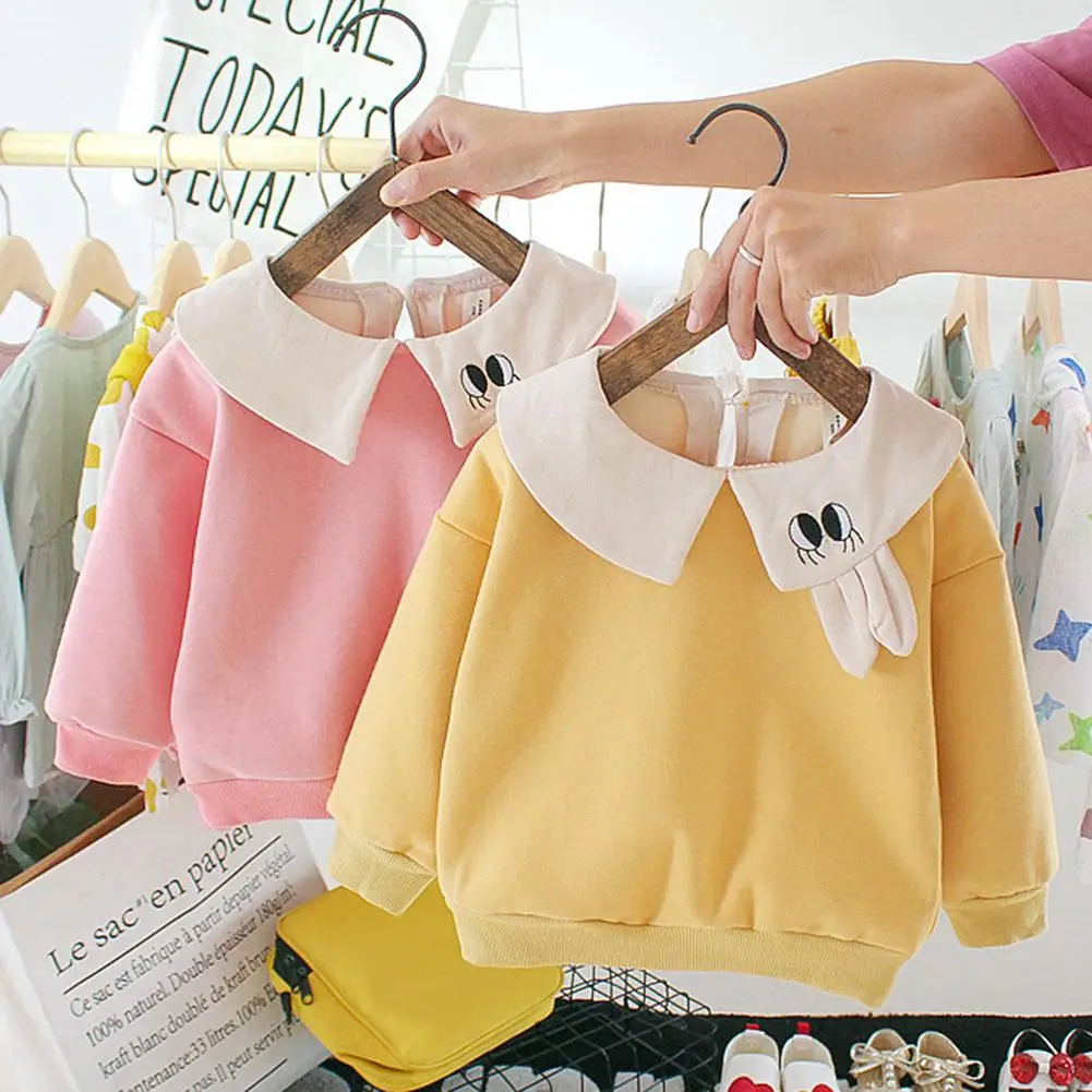 Baby Girls Sweatshirt  Fashion Comfort Soft Long Sleeve Personality Doll Collar Fleece Warm Winter Korean Lovely Clothes