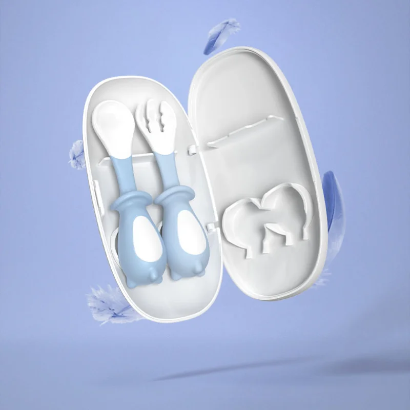 

Baby Gadgets Tableware Set Cartoon Cute Children Eating Training Twisting Fork Spoon 360 Degrees Food Feeding Spoon Fork