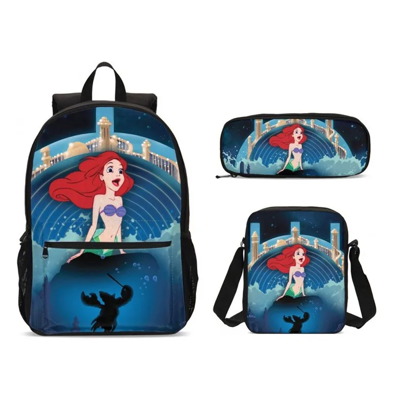 Новый розовый рюкзак Русалочки для девочек школьная сумка с наплечными сумками