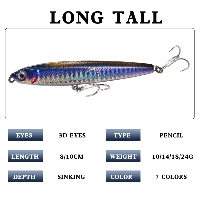 

Fishing Lures Long Throw Luria Bait Flying Ghost Submerged Pencil Blood Slot Hook Luya Fake Bait Perch Artifact Fishing Gear