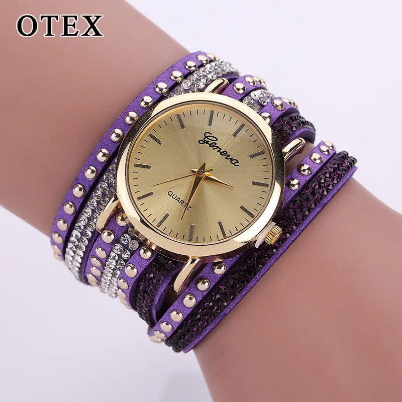 Брендовые роскошные золотые бархатные женские часы с заклепками модные