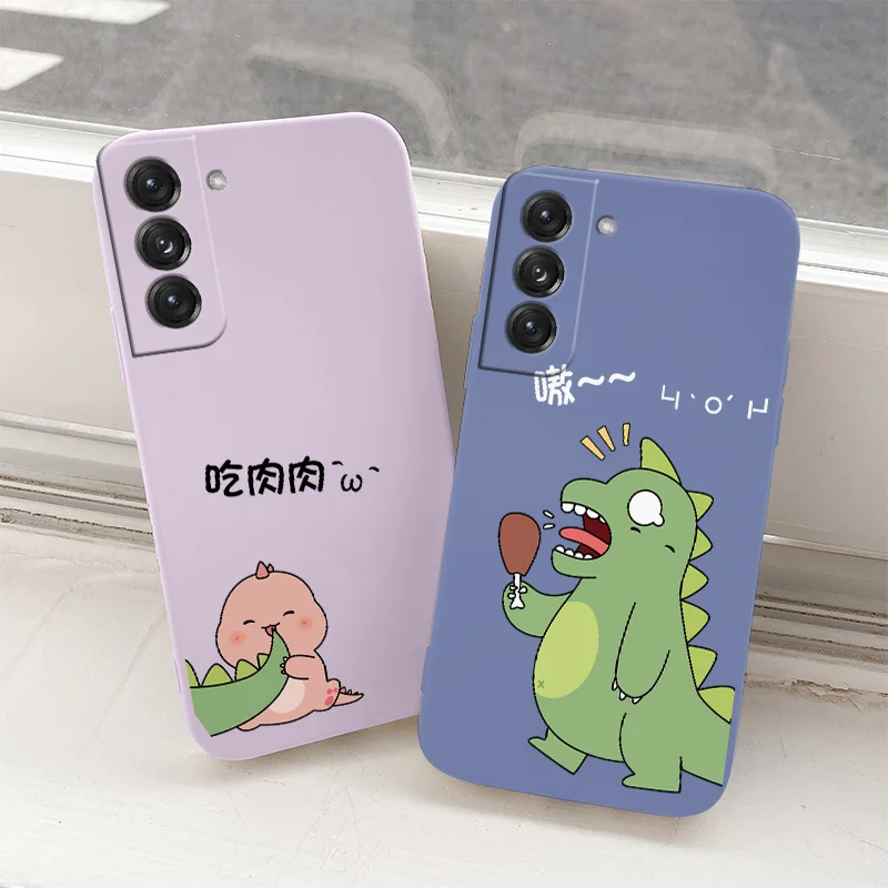 

Eating Dinosaur Tail Liquid Case For Samsung Galaxy S21 S20 FE S10 S9 Ultra Plus S10e Note 20 ultra 10 9 Plus Soft Phone Cover