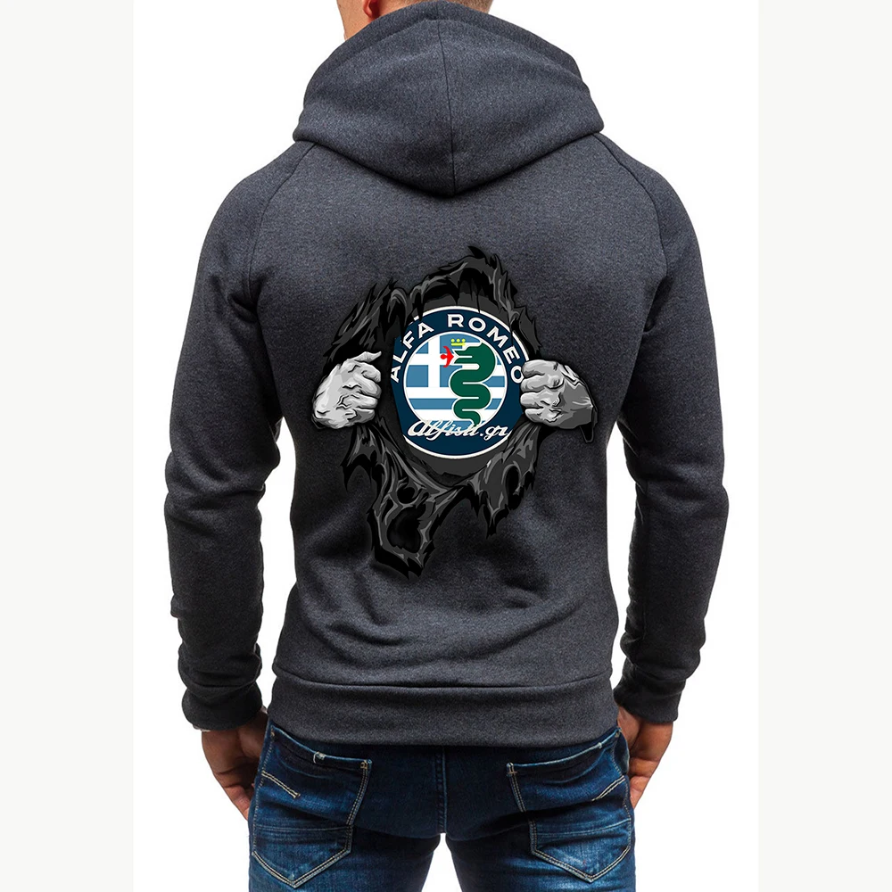 

2021 Spring and Autumn Men's New Alfa Romeo Logo Print Casual Male Sports Zipper Sweatshirt Women Fashion Leisure Clothing Tops