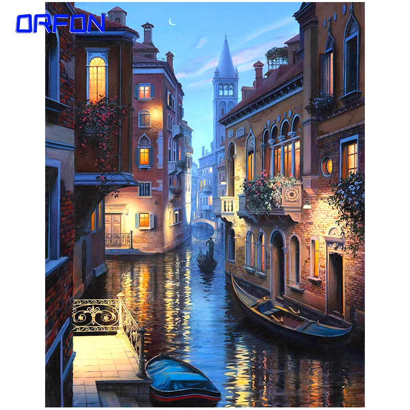 ORFON рамка Венеция Пейзаж DIY картина по номерам набор каллиграфия уникальный