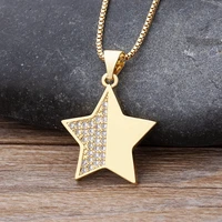high quality new fashion 14 styles statement star pendant summer jewelry women gift temperament zircon chain necklace golden
