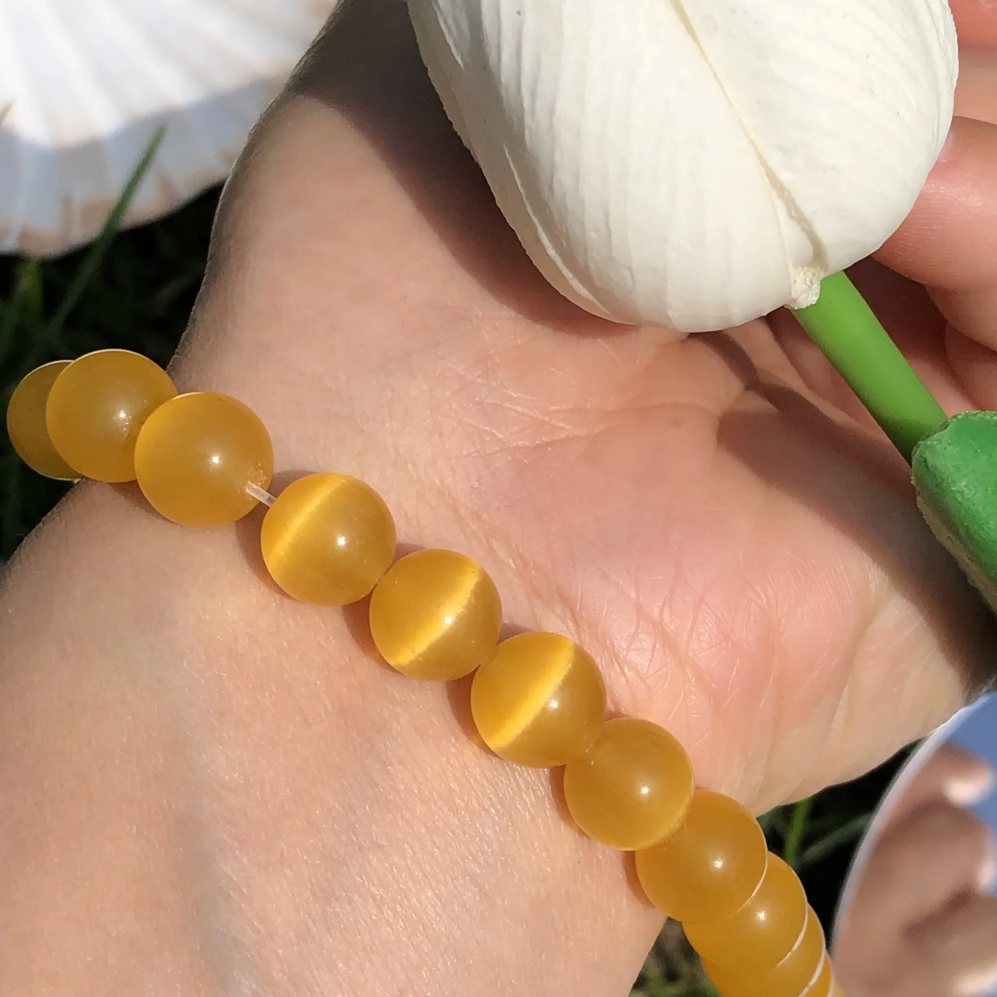

Natural Stone Yellow Cat Eye Opal Loose Spacer Moon Stone Glass Beads For Jewelry Making DIY Bracelet Necklace 4/6/8/10/12mm