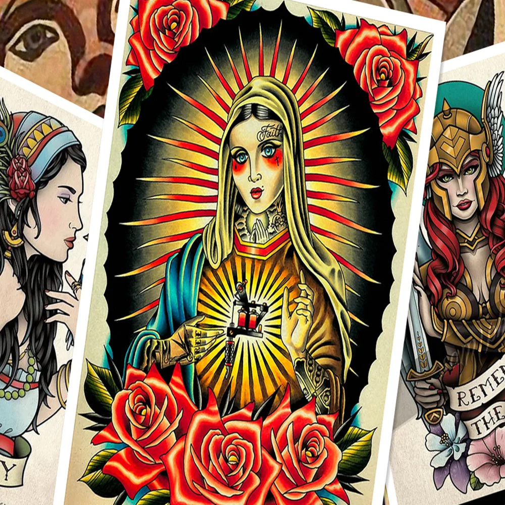 Креативный дизайн татуировки Плакаты стикер на стену 30X42 см Ностальгия Ретро