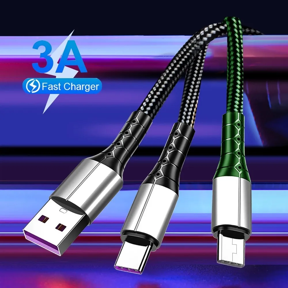 Зарядный кабель Micro USB Type C плетеный для быстрой зарядки iPhone Android iOS ipad телефонные