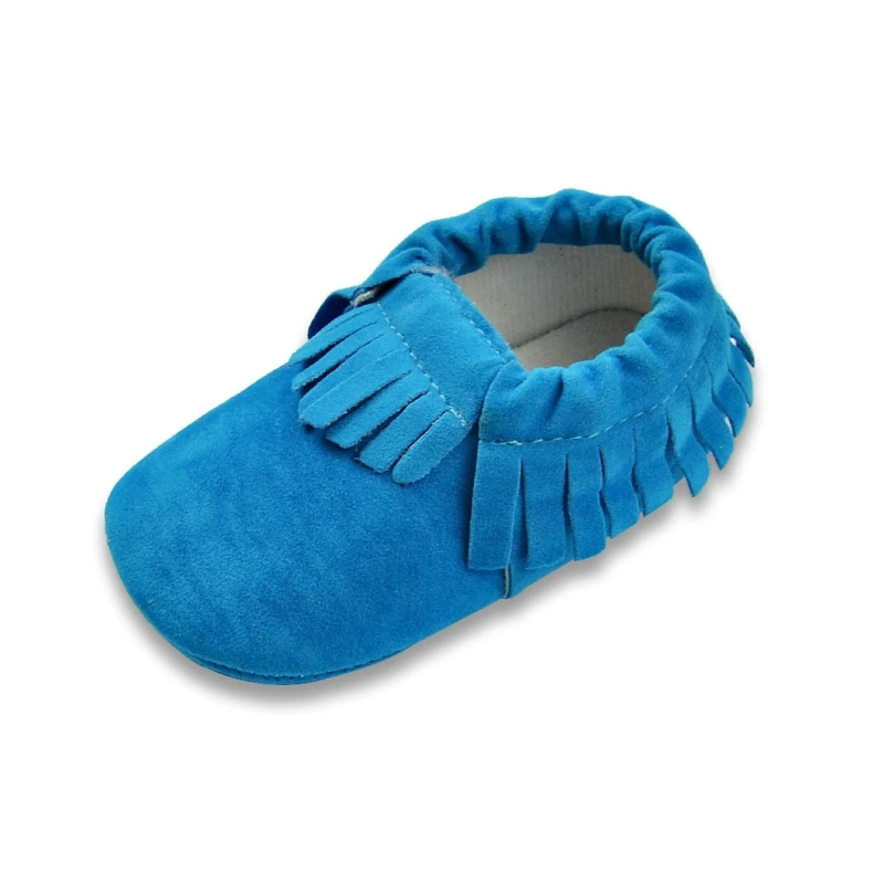 sky blue Популярные мокасины из искусственной замши для новорожденных мальчиков и девочек; Мягкие Мокасины; обувь с бахромой на мягкой нескользящей подошве; обувь для малышей - Цвет: sky blue