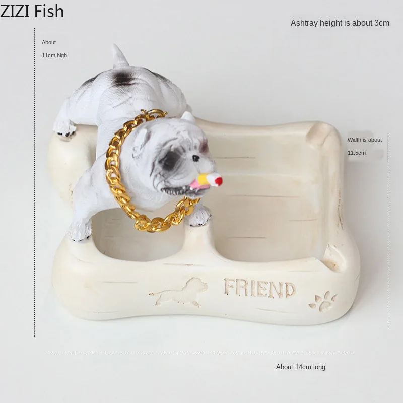 

Cute Cartoon Bulldog Ashtray Storage Creative Resin Animal Living Room Office Desktop Decoration Car Ashtray Gift for Boyfriend