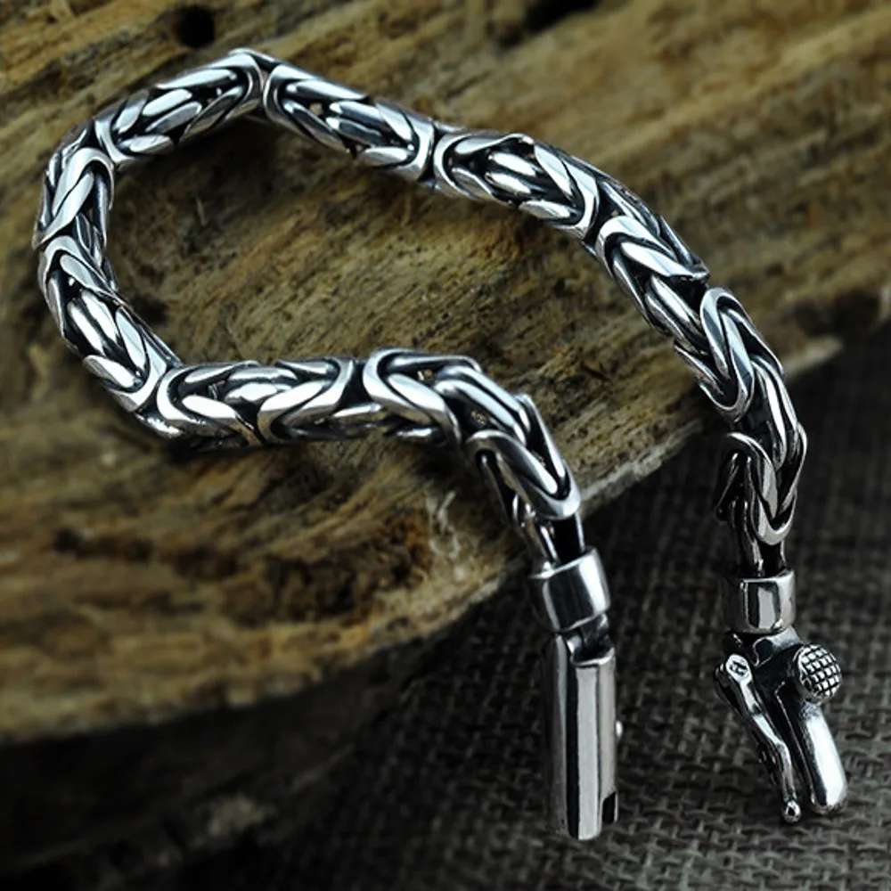 BOCAI REAL s925 Pure silver Man bracelet simple personality male creative couple fashion retro Thai jewelry | Украшения и